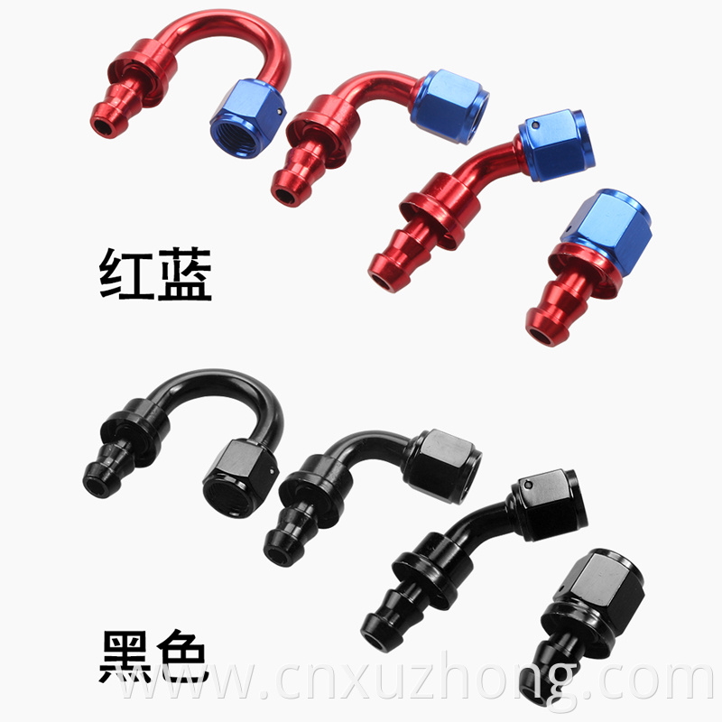 Degree Aluminum Alloy Oil Cooler Swivel Oil Fuel Gas Line Hose Pipe Adapter End AN FiAN6-90A Inverted tubing connector AN6 0-180